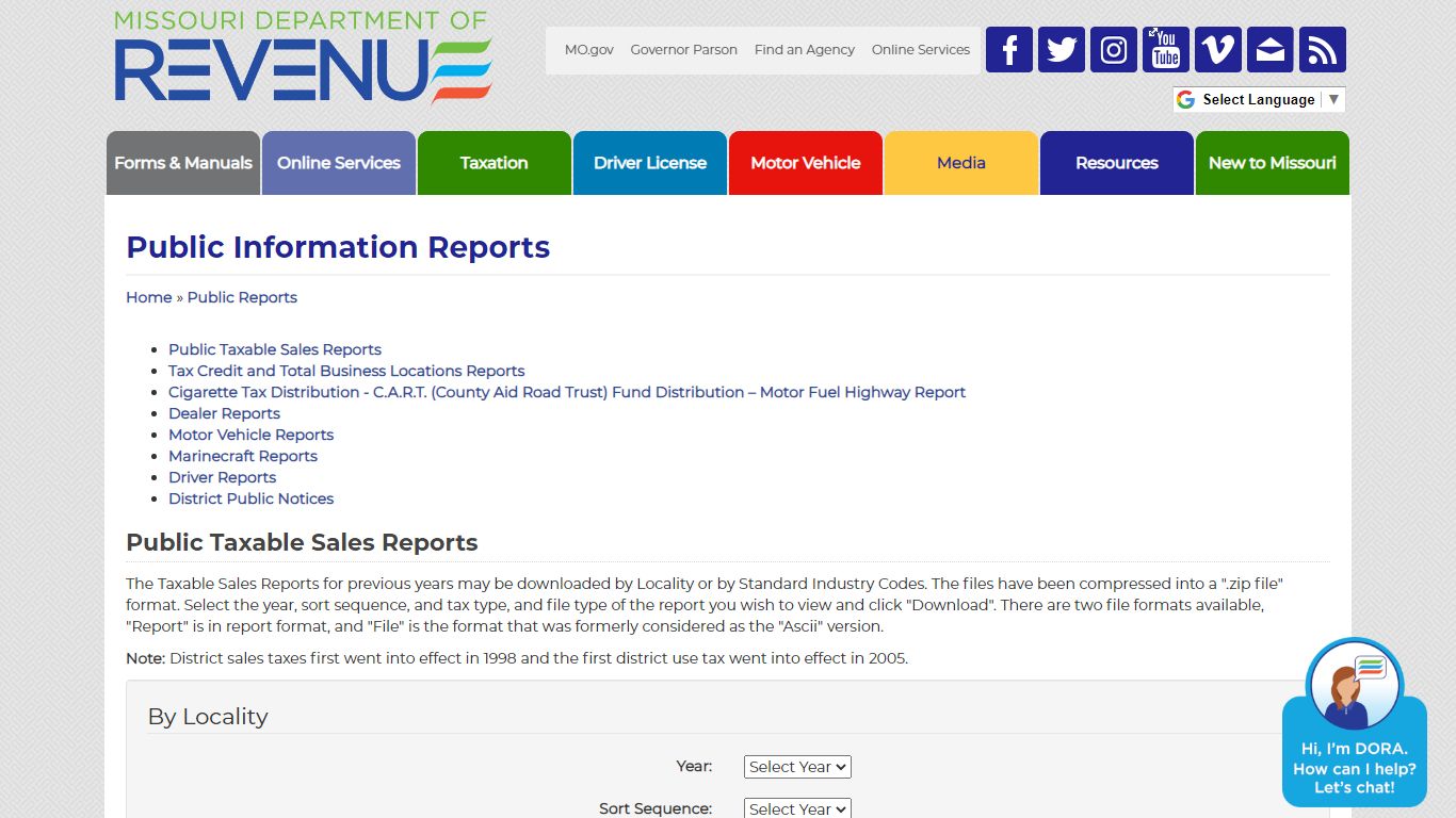 Public Information Reports - Missouri